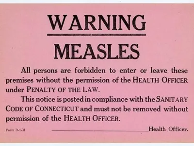 Although this sign was used in Connecticut, similar quarantine signs were used across the United States.